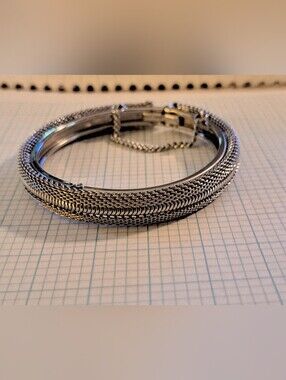 Silver Multi-Strand Mesh Bracelet With Safety Clasp